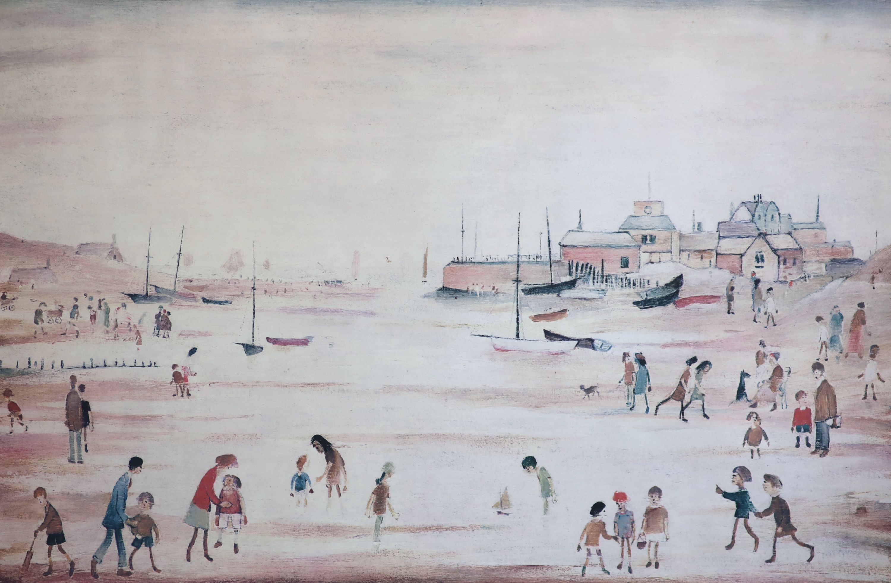 Laurence Stephen Lowry (1887-1976), 'On The Sands', limited edition print, overall 49.5 x 61.5cm